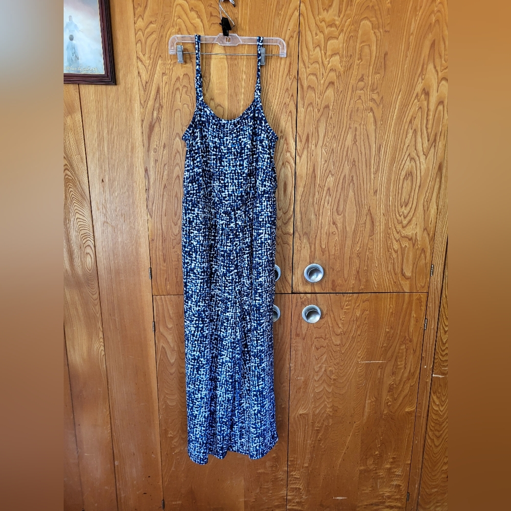 NWOT Lane Bryant Blue And White Sleeveless Overalls/Jumper